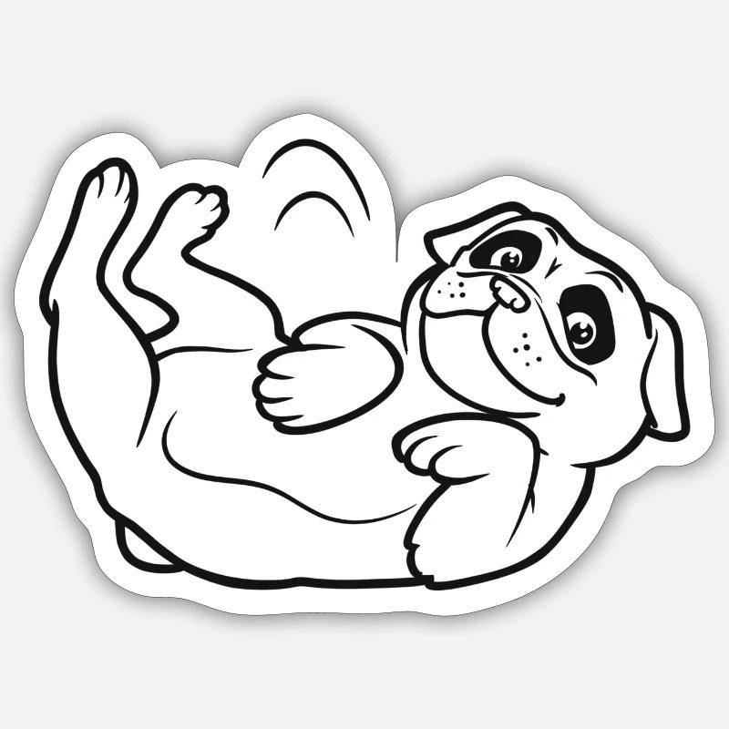 Rollmops | Carlin roulé - Sticker taille S (10 x 10 cm) - blanc mat