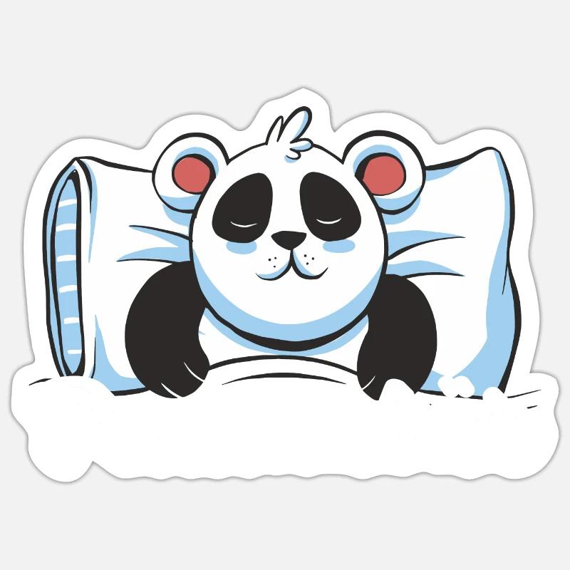 Panda schlafen Schlaf Pyjama Geschenk - Sticker Größe S (10 x 10 cm) - Mattweiß
