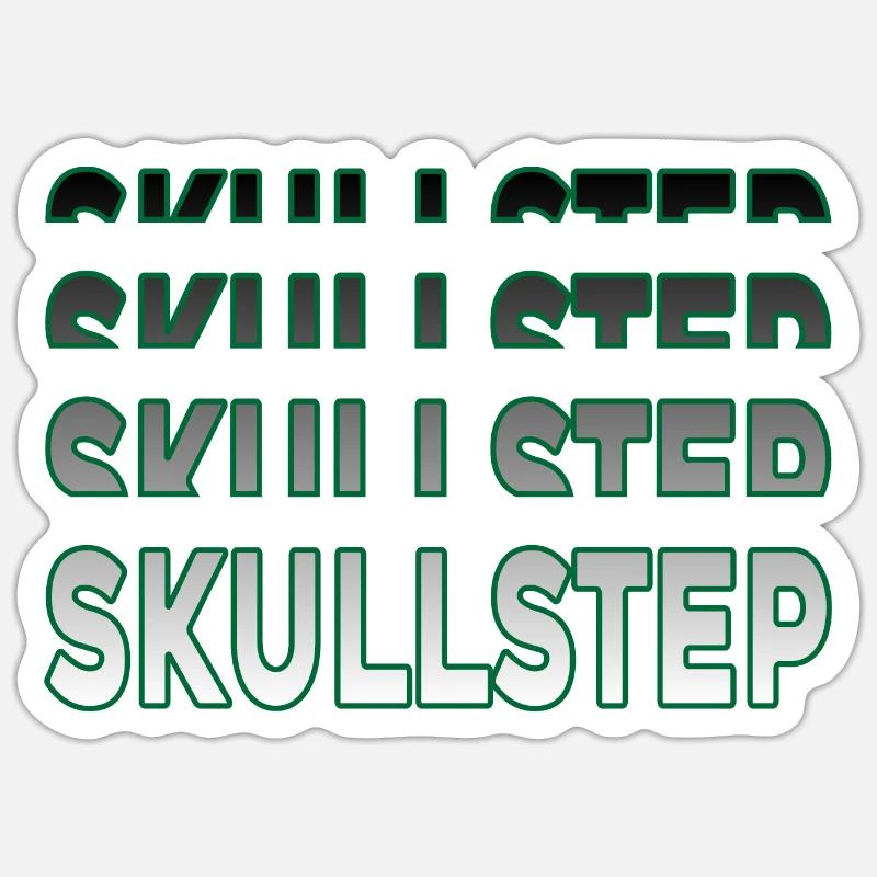 Skullstep Drum and Bass Green Remix Sticker size S (10 x 10 cm)