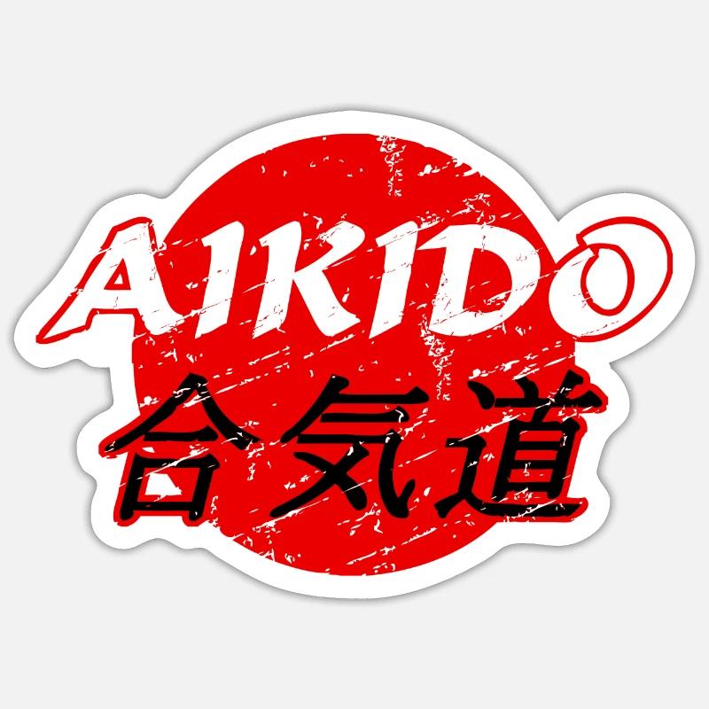 Aïkido - Sticker taille S (10 x 10 cm) - blanc mat