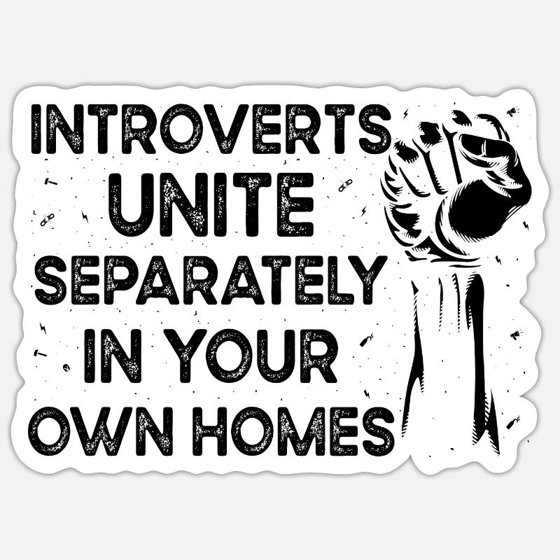 Introverti timide antisocial - Sticker taille S (10 x 10 cm) - blanc mat