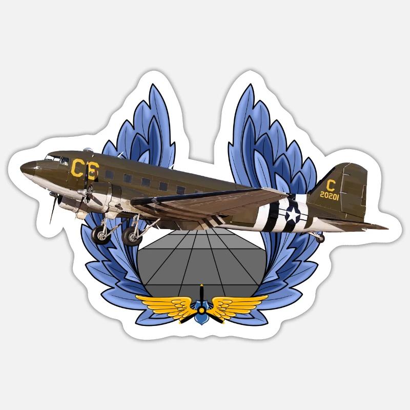C-47 DC-3 - Sticker Größe S (10 x 10 cm) - Mattweiß