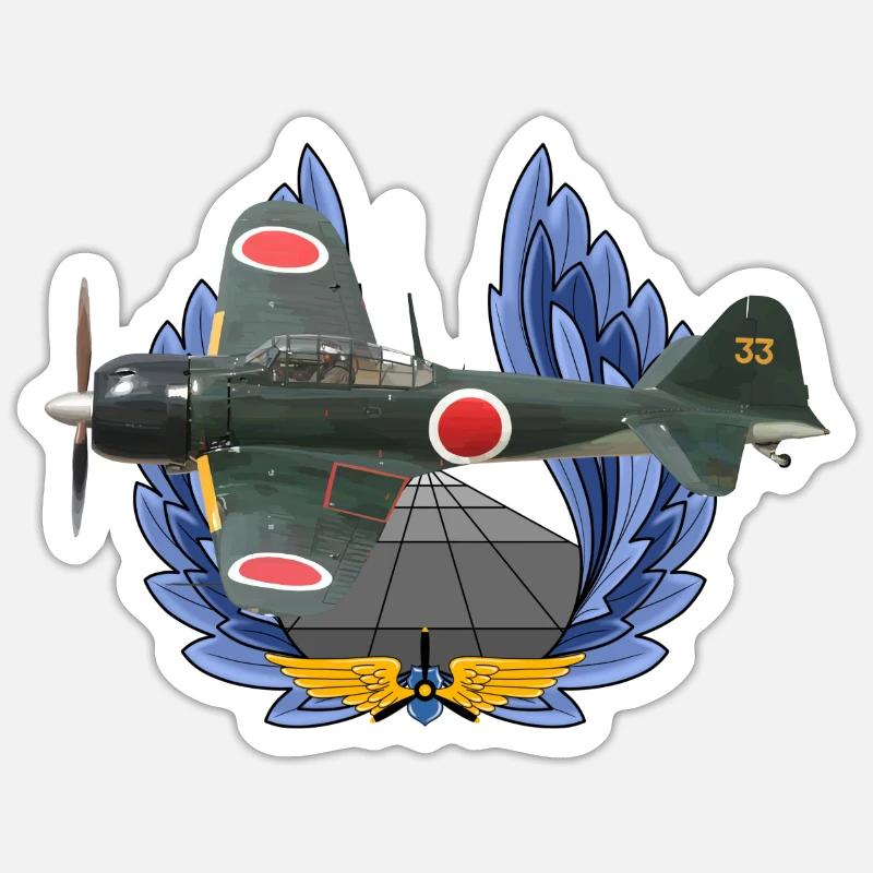 A6M Zéro - Sticker taille S (10 x 10 cm) - blanc mat