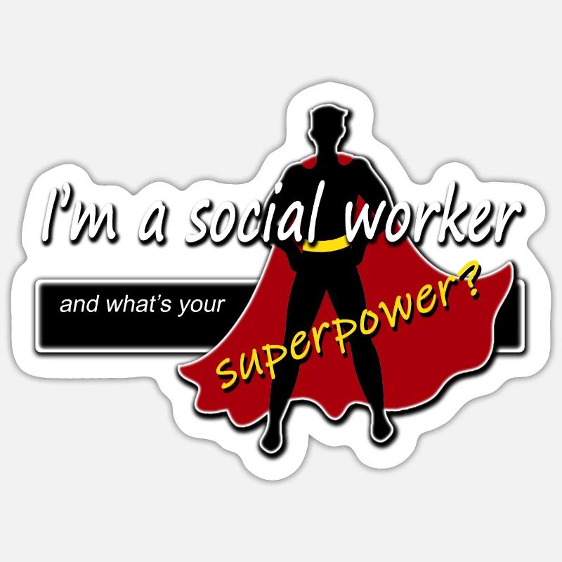 Social Worker Superhero - Sticker size S (10 x 10 cm) - white matte