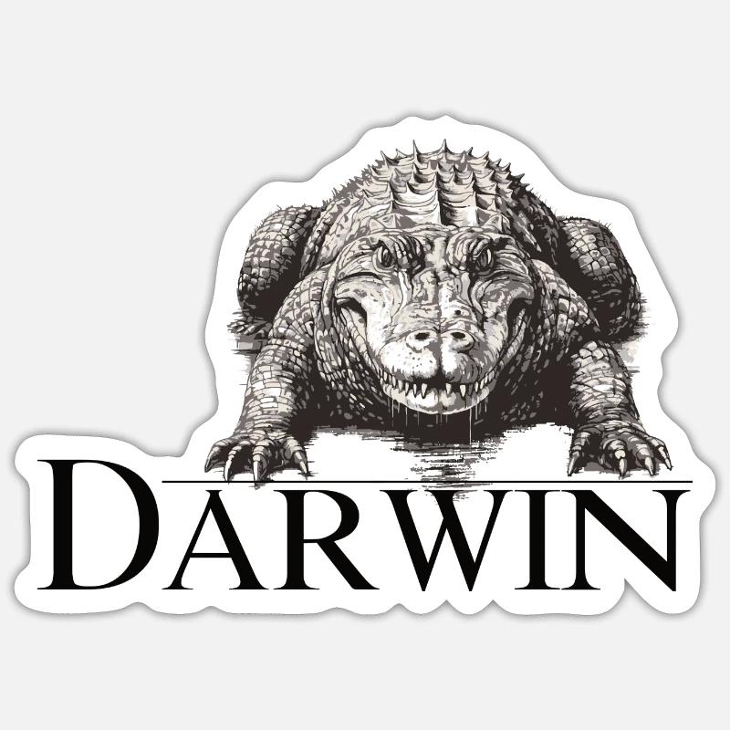 Darwin Aligator - Sticker Größe S (10 x 10 cm) - Mattweiß