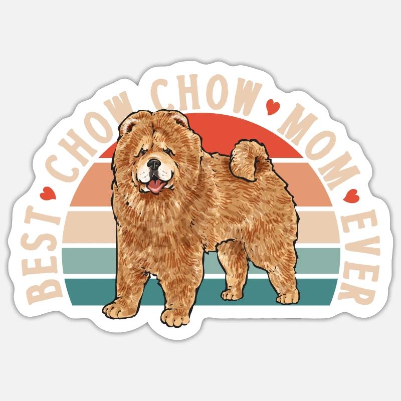 Chow Chow Chien - Sticker taille S (10 x 10 cm) - blanc mat
