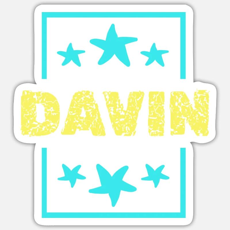 First name Davin - Sticker size S (10 x 10 cm) - white matte