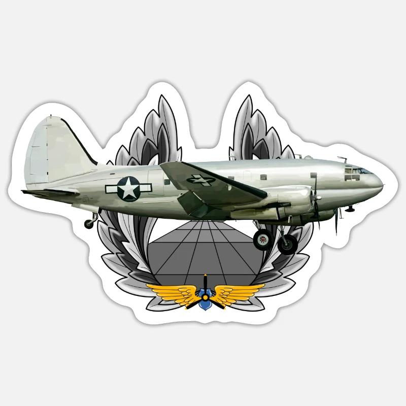 C-46 Commando - Sticker taille S (10 x 10 cm) - blanc mat
