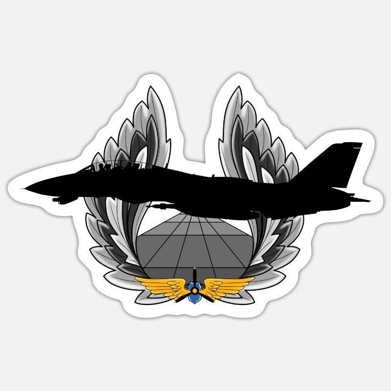 F-14 Tomcat - Sticker taille S (10 x 10 cm) - blanc mat