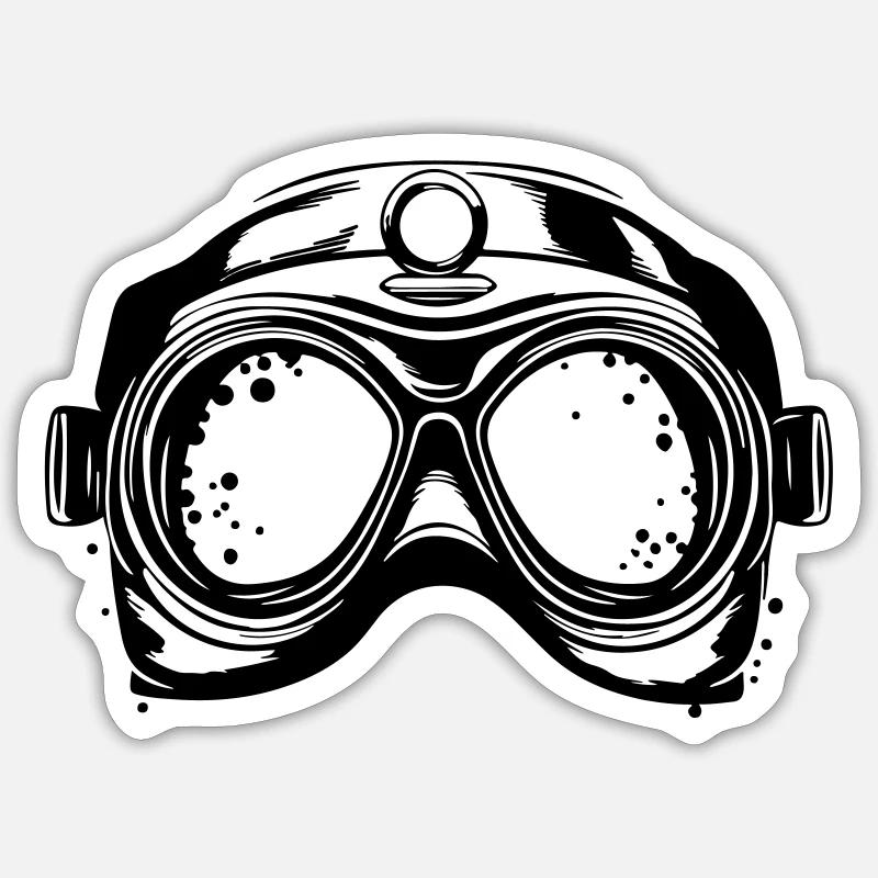 Symboles de plongée Goggles - Sticker taille S (10 x 10 cm) - blanc mat