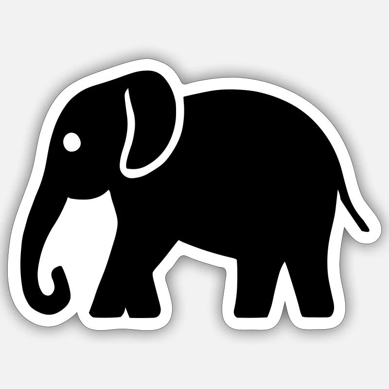 elephant - Sticker taille S (10 x 10 cm) - blanc mat