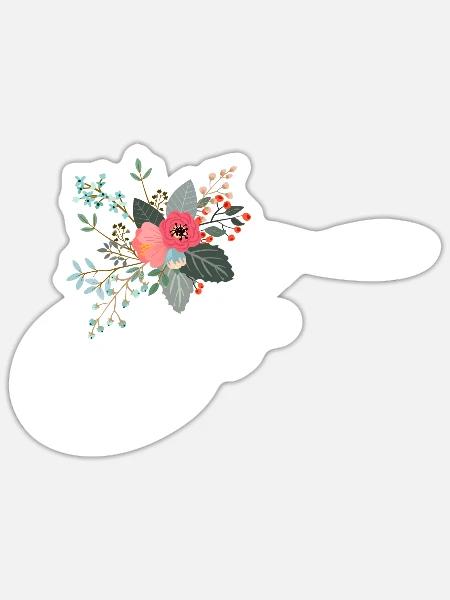 Buchstabe f Blumen - Sticker Größe S (10 x 10 cm) - Mattweiß