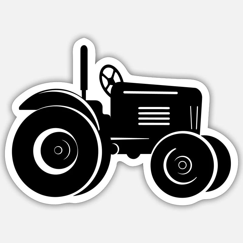 Tracteur - Sticker taille S (10 x 10 cm) - blanc mat