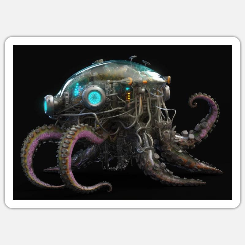 Neon Octopus Sticker size S (10 x 10 cm)