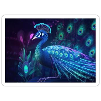 Neon Peacock - Sticker size S (10 x 10 cm) - white matte - Front