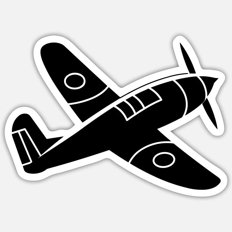 Avion de chasse - Sticker taille S (10 x 10 cm) - blanc mat
