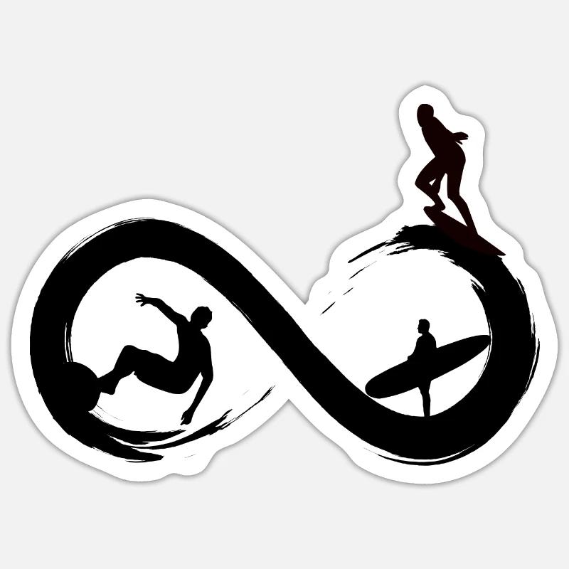 Surf à l’infini Sticker taille S (10 x 10 cm)