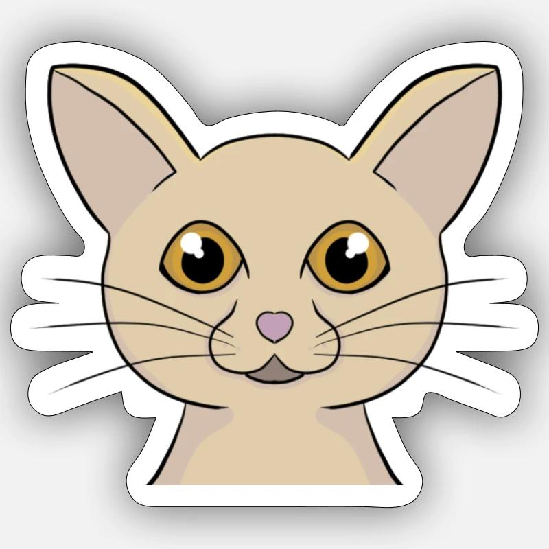 Chat comique - Sticker taille S (10 x 10 cm) - blanc mat