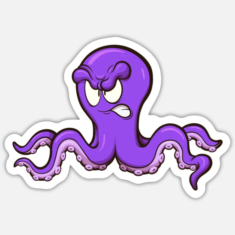 Angry Octopus Sticker size S (10 x 10 cm)