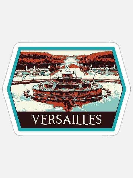 Schloss Versailles mit Gartenblick: Königliche Eleganz - Sticker Größe S (10 x 10 cm) - Mattweiß