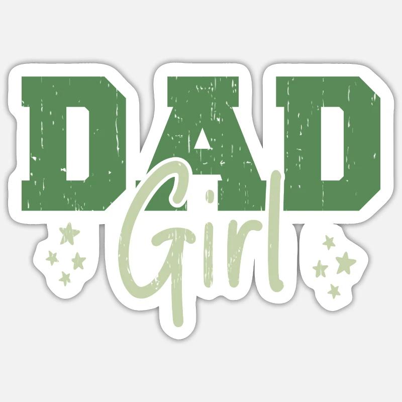 Mädchen Papa - Sticker Größe S (10 x 10 cm) - Mattweiß