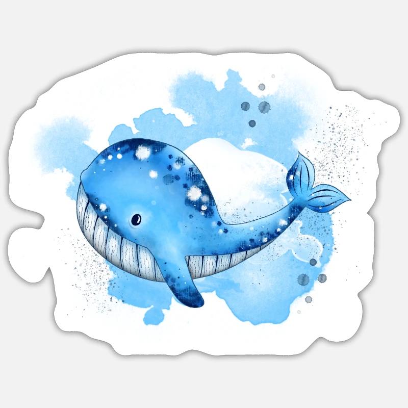 Jolie baleine éclaboussant dans l’océan - Sticker taille S (10 x 10 cm) - blanc mat