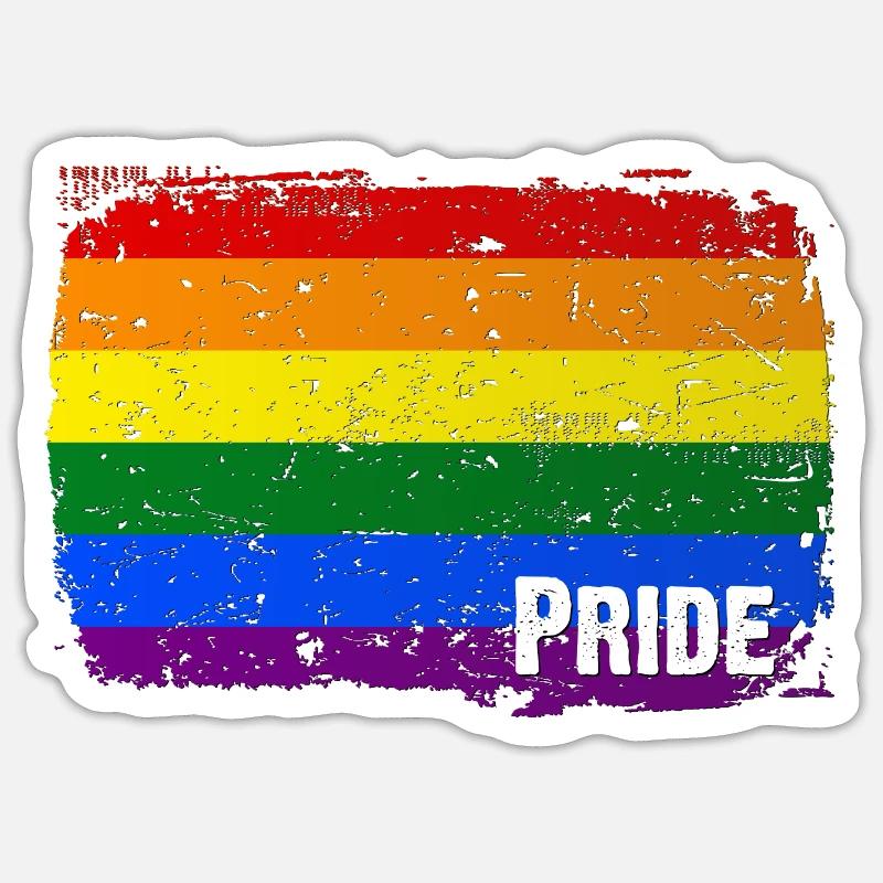 Pride Regenbogen Regenbogenfahne - Sticker Größe S (10 x 10 cm) - Mattweiß