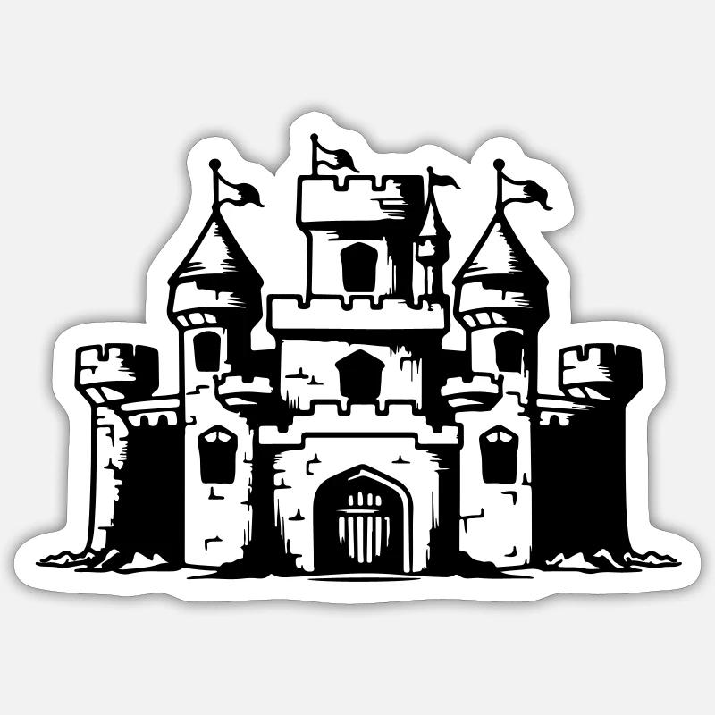 middeleeuwen kasteel Sticker maat S (10 x 10 cm)