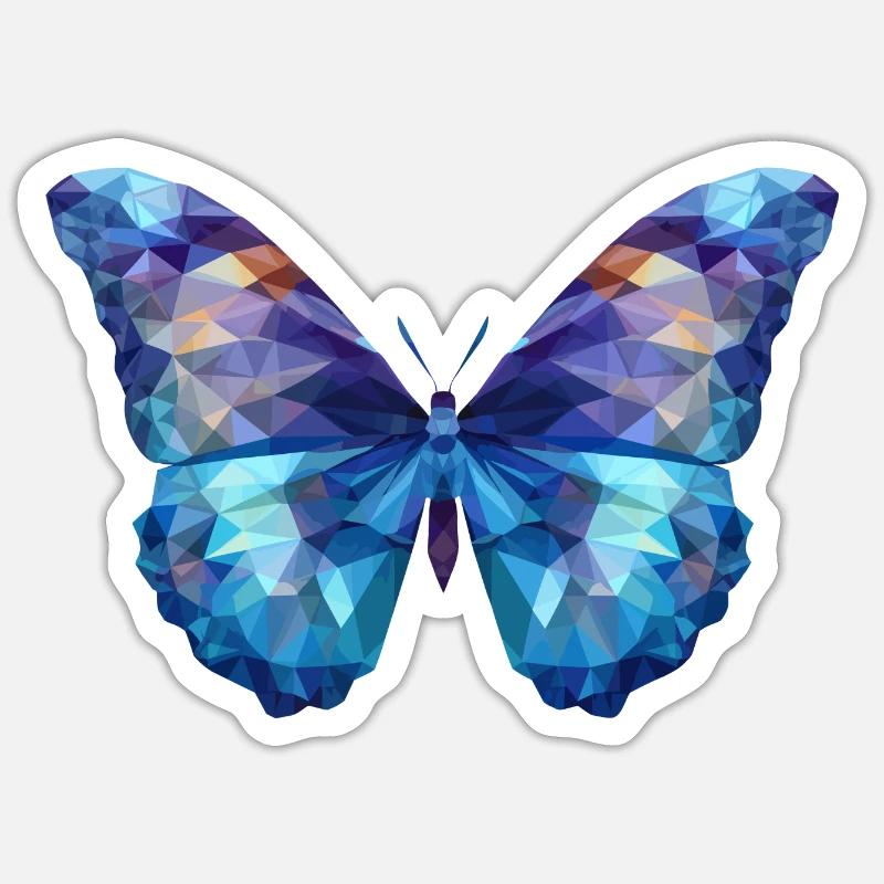Blauer Morpho-Schmetterling - Sticker Größe S (10 x 10 cm) - Mattweiß