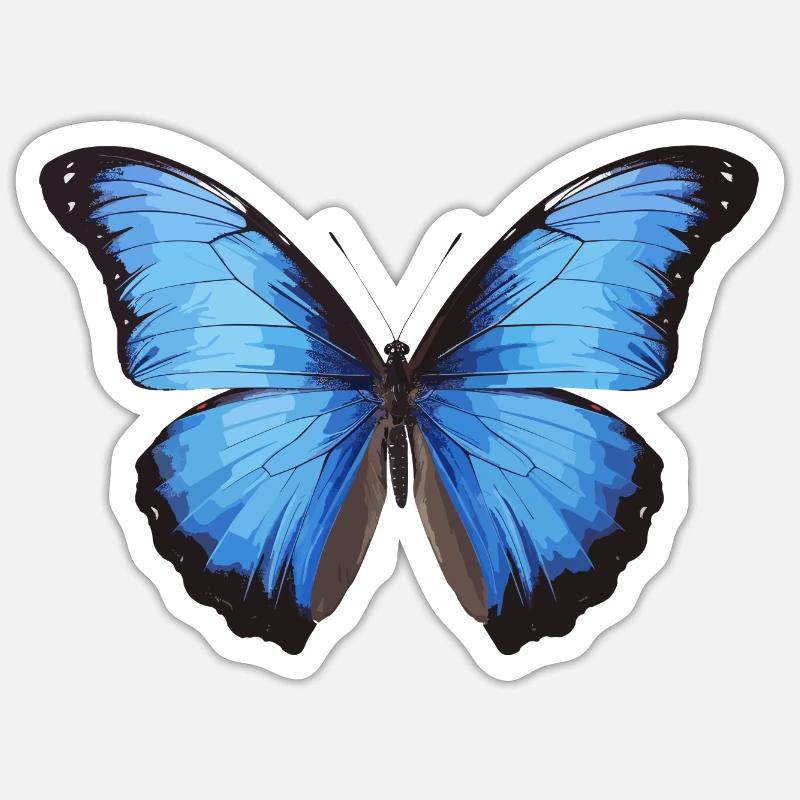Morpho Papillon Bleu - Sticker taille S (10 x 10 cm) - blanc mat