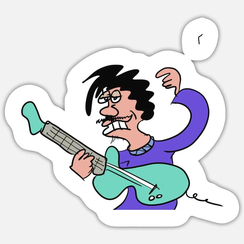 Gitarrenmann - Sticker Größe S (10 x 10 cm) - Mattweiß