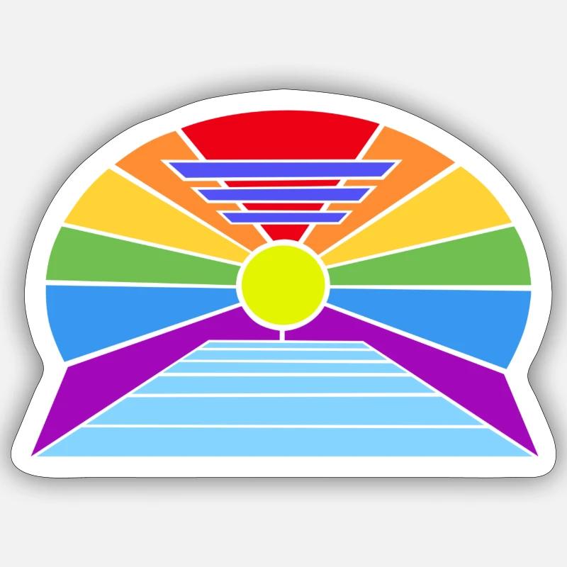 Regenbogen-Sonne - Sticker Größe S (10 x 10 cm) - Mattweiß