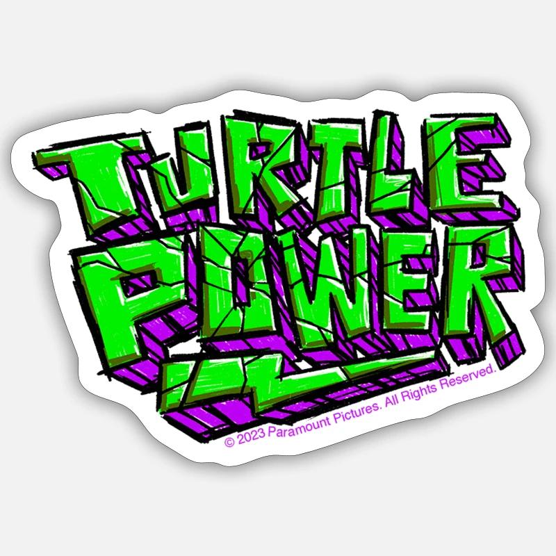 TMNT Mutant Mayhem Turtle Power Mit Blitz - Sticker Größe S (10 x 10 cm) - Mattweiß