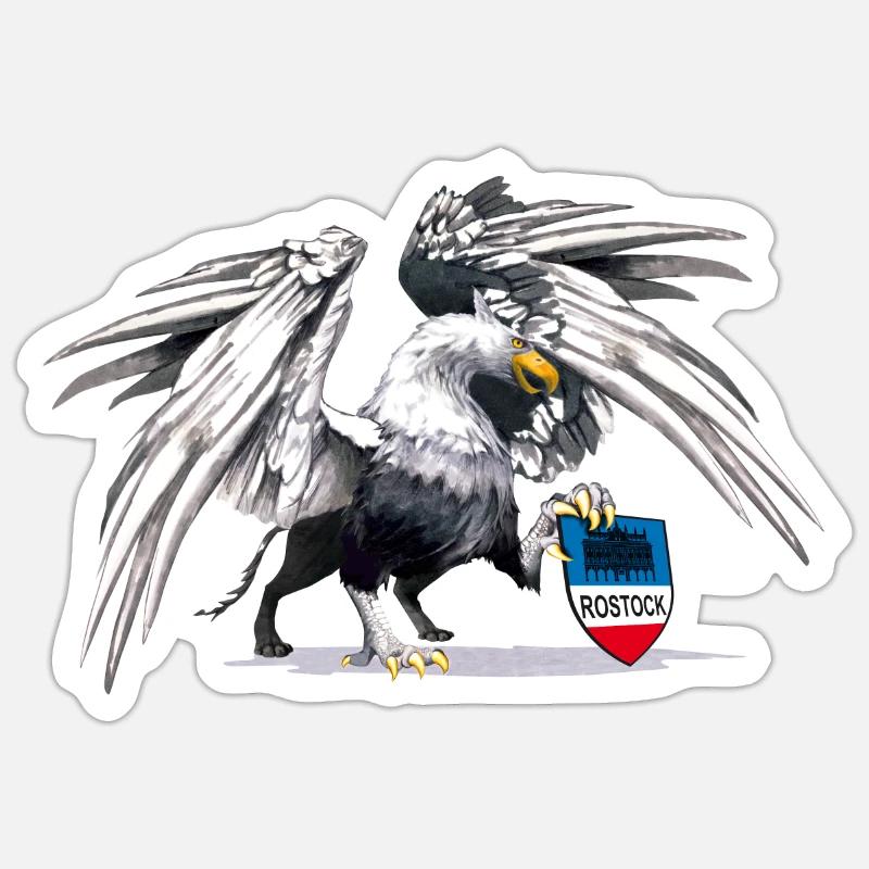 Rostocker Greif mit Wappen Sticker Größe S (10 x 10 cm)