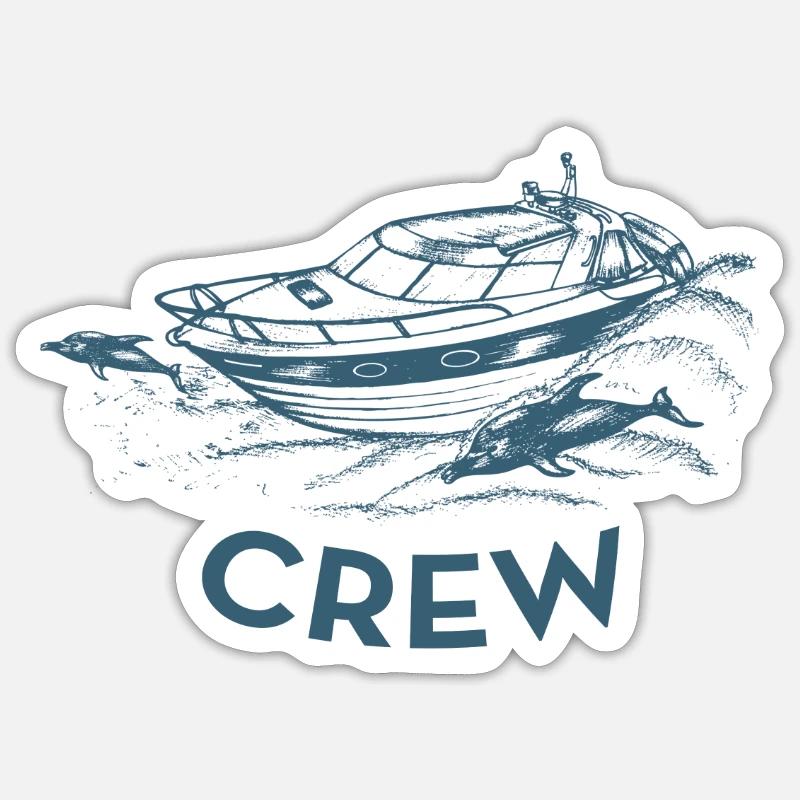 Motorboot Crew - Sticker Größe S (10 x 10 cm) - Mattweiß