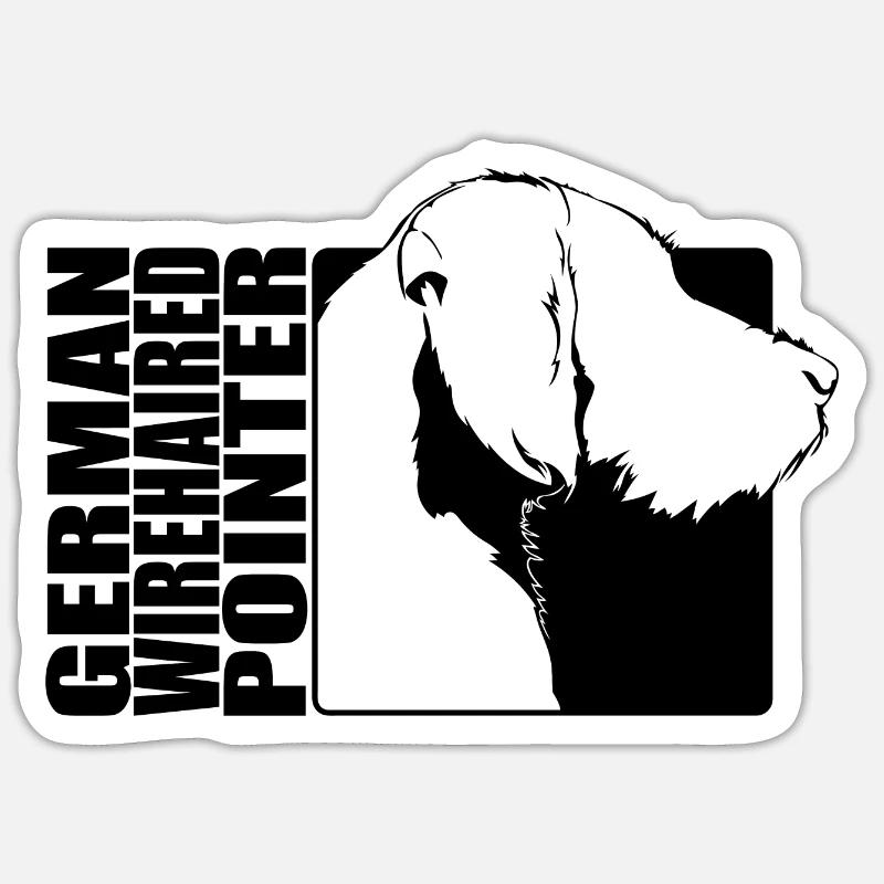 German Wirehaired Pointer Profil Jagdhund Wilsigns - Sticker Größe S (10 x 10 cm) - Mattweiß
