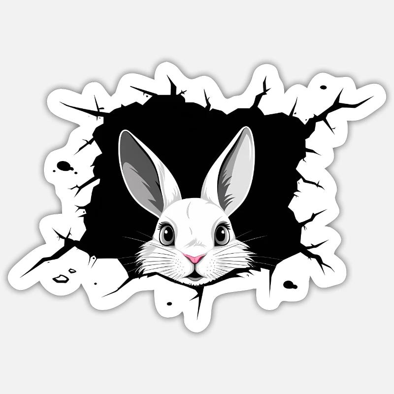 Rabbit Rabbit Rabbit Hole - Sticker formato S (10 x 10 cm) - bianco opaco