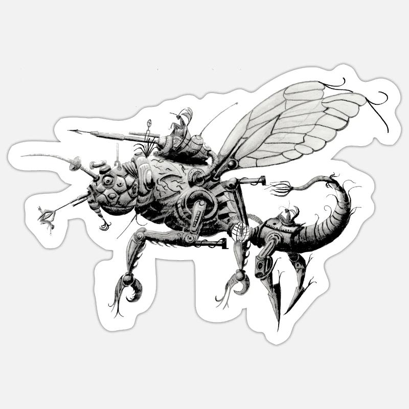 Robot insect - Sticker size S (10 x 10 cm) - white matte