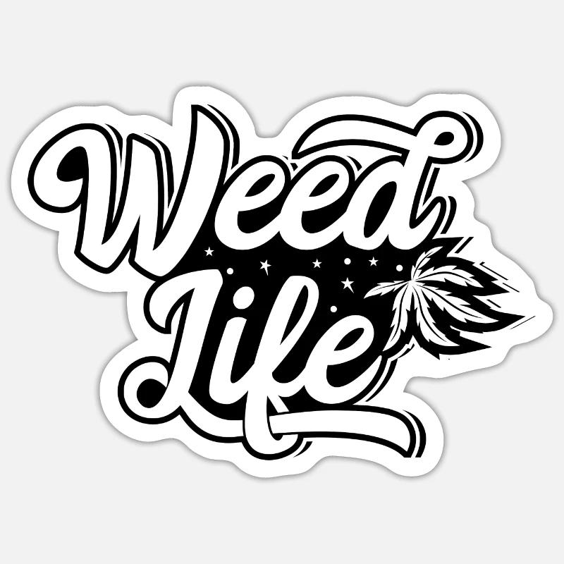 Cannabis Marihuana Weed Kiffen - Sticker Größe S (10 x 10 cm) - Mattweiß