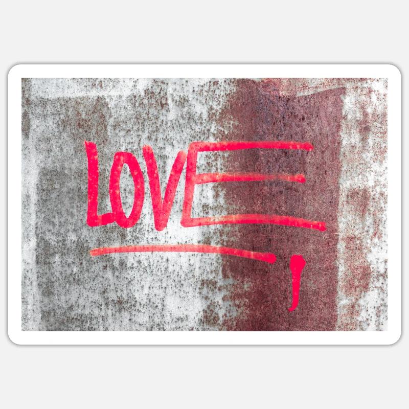 LOVE painted on rusty panel Sticker size S (10 x 10 cm)