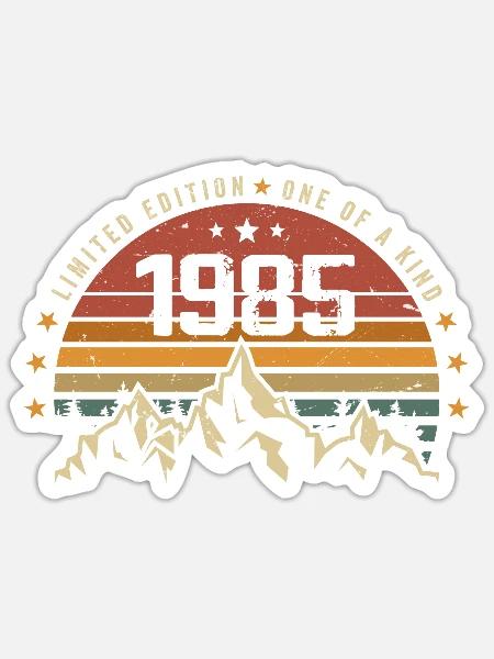 Jahrgang 1985 - Vintage Geburtstagsgeschenk 1985 - Sticker Größe S (10 x 10 cm) - Mattweiß