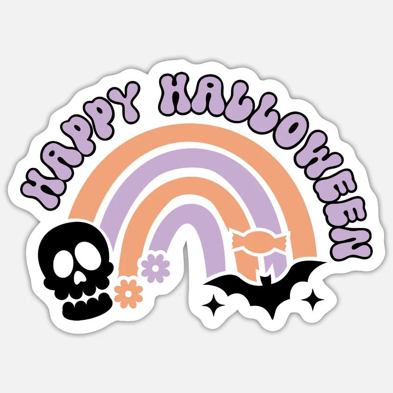 Fröhlicher Halloween-Regenbogen - Sticker Größe S (10 x 10 cm) - Mattweiß
