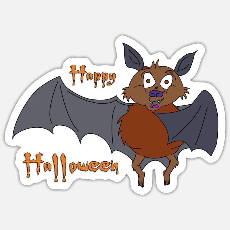 Happy Halloween - Featuring a Cute Vampire Bat Sticker size S (10 x 10 cm)