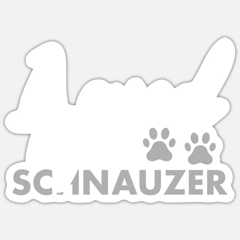 Aimé par un schnauzer - Sticker taille S (10 x 10 cm) - blanc mat