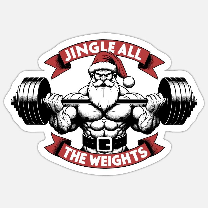 Weihnachtsgeschenk - Jingle All The Weights - Sticker Größe S (10 x 10 cm) - Mattweiß