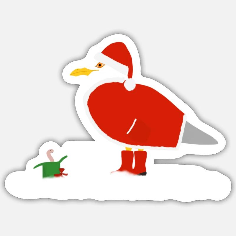 Weihnachtsmöwe Sticker Größe S (10 x 10 cm)