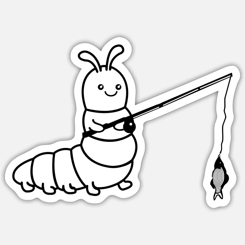 Pêche à la chenille Sticker taille S (10 x 10 cm)