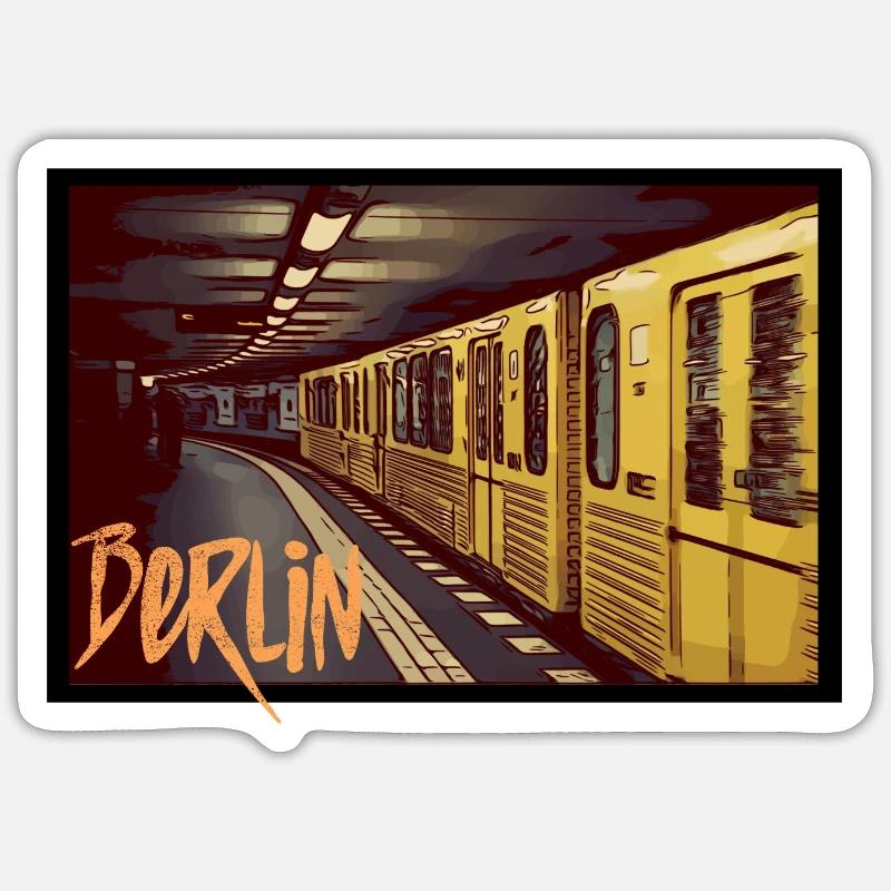 Métro de Berlin - Sticker taille S (10 x 10 cm) - blanc mat