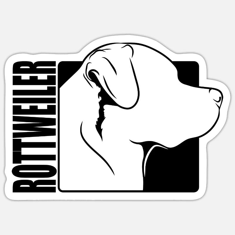 Rottweiler Profil Chiens Chien Wilsigns - Sticker taille S (10 x 10 cm) - blanc mat