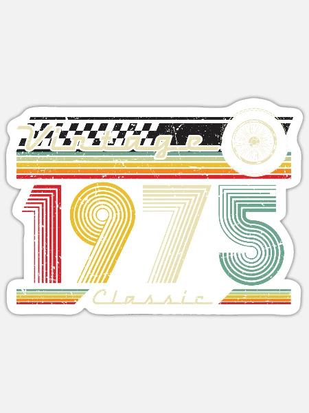 1975 Jahrgang Geburtstag Retro Vintage Geschenk - Sticker Größe S (10 x 10 cm) - Mattweiß